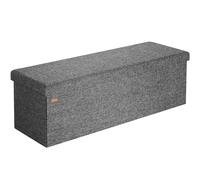 CASARIA® Banco Almacenaje Plegable Puff Baúl Pie de Cama Dormitorio Efecto Lino 115x40x40cm 300kg Gris Oscuro