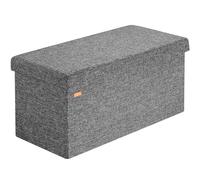 CASARIA® Banco Almacenaje Plegable Puff Baúl Pie de Cama Dormitorio Efecto Lino 80x40x40cm 300kg Gris Oscuro