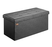 CASARIA® Banco Almacenaje Plegable Puff Reposapiés Otomana Almacenamiento Salón Dormitorio Capacidad Carga 300kg Resistente Efecto Piel 80x40x40cm Negro