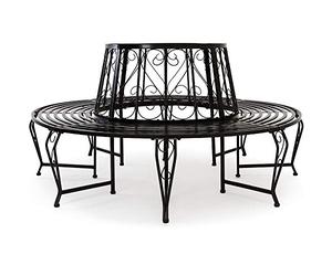 Casaria Banco de Árbol Circular 360° de Acero Asiento Redondo de Jardín Parque Ø160 cm Patas Curvadas