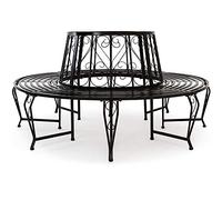 CASARIA Banco de Árbol Circular 360 Grados Acero Diámetro 160cm | Resistente, Bancos Parque, Patas Curvadas, Elegante, Negro, Asiento árboles, Circunferencia 220cm máximo, Antideslizante