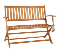 Casaria Banco de Jardín 2 Plazas Madera Certificación FSC 120x60 cm | Plegable, Resistente Intemperie, Carga 320 kg, Reposabrazos, Respaldo Alto, Altura Asiento 46 cm, Terraza, Exterior