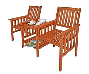 Casaria® Banco de Jardín con Mesa Carga 320kg 164x63x91cm Resistente Intemperie Sillas Terraza