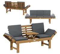 CASARIA Banco de Jardín Plegable con Mesa 200x50cm Madera de Acacia