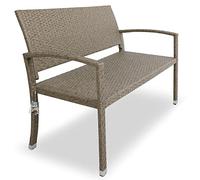 CASARIA® Banco Terraza Exterior 2 Asientos Mueble Poliratán Jardín Carga hasta 320Kg Resistente Intemperie 122x58x87cm Crema