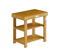 CASARIA Banco Zapatero con 3 Estantes Madera Acacia FSC 50x33x46cm | Soporta hasta 160Kg, Asiento sin Cojín, 35kg por Balda, Apto Exterior, Fácil Limpieza, Montaje Rápido, Recibidor, Dormitorio