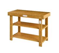 CASARIA® Banco Zapatero Estantería Zapatos 2 Estantes 70x33x46cm 160Kg Certificado FSC® Baño Sala Pasillo Entrada