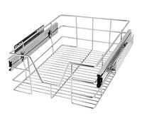 CASARIA® Bandeja de Metal Telescópica 40cm Cesta de Almacenamiento Extraíble Carga 20Kg Cocina Cromada