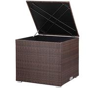 CASARIA Baúl Almacenamiento XXL Poliratán Acero 75x75x70cm Intemperie Forro Interior Impermeable