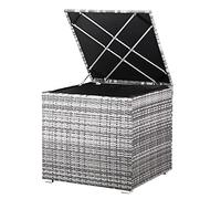 CASARIA Baúl Almacenamiento XXL Poliratán Acero 75x75x70cm Intemperie Forro Interior Impermeable