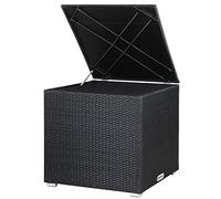 CASARIA Baúl Almacenamiento XXL Poliratán Acero 75x75x70cm Intemperie Forro Interior Impermeable