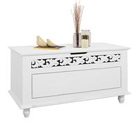 Casaria Baúl de Almacenamiento de Madera Jersey Blanco 80x40x48cm Cofre de almacenaje Arcón Multiuso