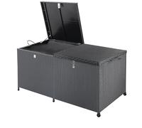 CASARIA® Baúl de Jardín de Poliratán XXL 625L Negro con Ruedas Arcón de Jardín Impermeable 150x77x73cm