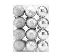 CASARIA® Bolas Árbol de Navidad Set Completo 24 Pzs. Adornos Decoración Brillante Mate Colgante Plata