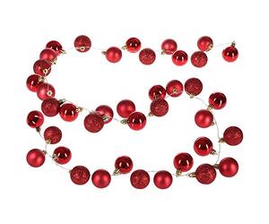 CASARIA® Bolas de Navidad con Leds 40 Bolas 2m 8 Efectos de Luz Interior Exterior Timer Luces Navideñas Rojo