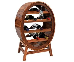 CASARIA® Botellero Rústico Estantería 12 Botellas de Vino Forma de Barril Madera 90x50x30cm Bar Salón