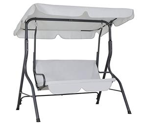 Casaria Columpio de Jardín Hollywood Exterior 2 Plazas Parasol Banco Balancín 140x112x150cm Carga 200Kg