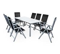 Conjunto mesa y sillas jardín Berna 1+8 aluminio plegables