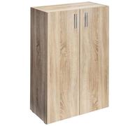CASARIA® Cómoda 2 Puertas 115,5x60x30cm Aparador 3 Compartimientos Amplios Regulables Altura Mueble Multiuso Organización Oficina Cocina Estable Moderno Roble