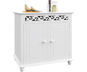 Casaria® Cómoda Aparador Blanco, Armario Madera, Muebles Salón Dormitorio, Aparadores Entrada Comedor, Blanca 76x65x35cm Puertas Estante Mueble Almacenaje