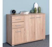 Casaria® Cómoda puertas, 2 cajones, 107x75x35cm, Madera, Diseño moderno con espejo, para dormitorio, oficina, pasillo, Armario multiusos, Archivador