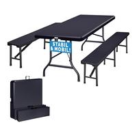 CASARIA® Conjunto de Mesa Bancos 180cm 8 Personas 3 Pzs. Muebles Jardín Plegable Camping Eventos Asa de Transporte Antracita