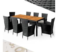 CASARIA® Conjunto Jardín Poliratán 8 Sillas Apilables Mesa Madera 190x90cm Resistente Intemperie Muebles Terraza