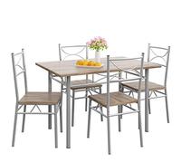 CASARIA® Conjunto Mesa y Sillas de Comedor Set de Muebles de Cocina Juego Completo Roble 110x70cm Madera MDF 5 Pzs.Tipo Industrial Ahorra Espacio para 4 Personas