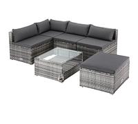 CASARIA Conjunto XL Muebles Jardín Lounge Poliratán Acero 5 Pers Mesa Cojines Lavables Intemperie