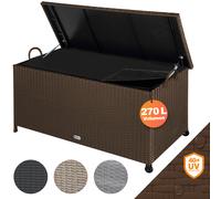 Casaria® de Almacenamiento para Jardín con Ruedas, 270L de Capacidad, Resistente a los Rayos UV, Impermeable, Manijas de de Gas, 117x53cm, Marrón, para Jardín y