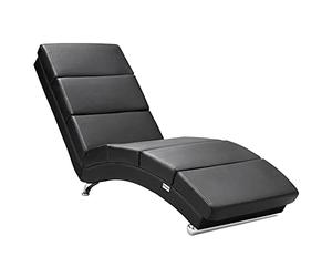 CASARIA® Diván Chaise Longue Tumbona XXL London 186x89x55cm Sillón Ergónomico de Salón Oficina 180Kg Cuero Sintético Negro