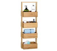 CASARIA® Estanteria de Baño Bambu, Mueble Auxiliar de Cocina, 88x16x28, Estante Vertical, Estanteria Estrecha, Carga máx. 20Kg, Estantes Organizador Limpieza
