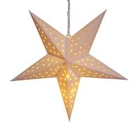 CASARIA Estrella de Papel Luminosa LED Colgante 60 cm Blanco | Inalámbrico, 10 Luces LED, Funcionamiento a Pilas, Plegable, Adorno Navideño, Ventana, Adviento