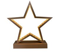 CASARIA® Estrella LED Marrón 26cm Madera Decoración Navidad Adornos Iluminación Sin Cable Mesa Luz Ventana