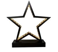 CASARIA® Estrella LED Negra 26cm Madera Decoración Navidad Adornos Iluminación Sin Cable Mesa Luz Ventana