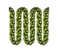 Casaria Guirnalda de Navidad Abeto Verde 10m Iluminada 200LED Blanco Cálido Decoración Navideña Interior Exterior