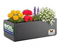 CASARIA Jardinera Exterior 80L Macetero Rectangular con Drenaje Crema | 80x36x35cm, Resistente Intemperie, Protección UV, Drenaje, Patio, Terraza, Balcón, Jardín, Planta, Flores, Hierbas Aromáticas