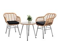 Conjunto mesa y sillas jardín 1+2 mimbre interior exterior