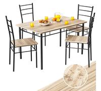 CASARIA® Juego de Mesa y Sillas Comedor Completo, Set de Muebles de Cocina, 110x70cm, Conjunto para 4 Personas, Salon, Moderno, Madera 5 Pzs., Rectangular, Ahorra Espacio Compacto, Capacidad 125KG