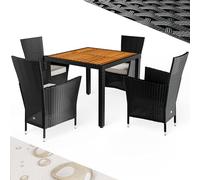 CASARIA® Juego de Muebles de Jardín 9 Pzs. Patio Terraza Mesa 90x90cm Sillas Capacidad 160Kg Apilables Poliratán