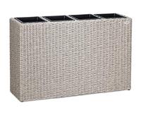 CASARIA Macetero de Poliratán para Exterior jardín 4 Macetas Drenaje de Agua 95 x 27 x 60 cm Jardinera Crema