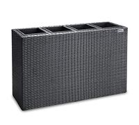 CASARIA Macetero de Poliratán para Exterior jardín 4 Macetas Drenaje de Agua 95 x 27 x 60 cm Jardinera Negro