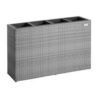 CASARIA Macetero de Poliratán para Exterior jardín 4 Macetas Drenaje de Agua 95 x 27 x 60 cm Jardinera Gris