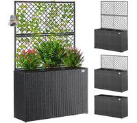 CASARIA® Macetero Exterior con 3 Macetas Internas Extraíbles con Drenaje de Agua Jardinera Poliratán con Enrejado 146x83x30,5cm Negro