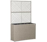 CASARIA® Macetero Exterior con 3 Macetas Internas Extraíbles con Drenaje de Agua Jardinera Poliratán con Enrejado 146x83x30,5cm Crema