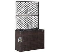 CASARIA® Macetero Exterior con 3 Macetas Internas Extraíbles con Drenaje de Agua Jardinera Poliratán con Enrejado 146x83x30,5cm Marrón