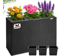 CASARIA® Macetero Exterior Macetas Internas Extraíbles Jardinera Poliratán con Drenaje de Agua