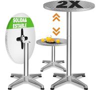 CASARIA Mesa Alta Bar 2en1 Plegable Aluminio Ø60cm Altura Ajustable