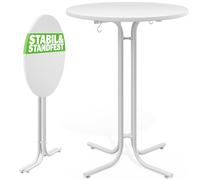 CASARIA® Mesa Alta Bar Redonda 70x110cm Plegable Metal con Recubrimiento en Polvo Mesa Bistro Fiestas Jardín Blanco