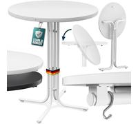 CASARIA Mesa Alta Bar Redonda Plegable 110cm Metal Blanco